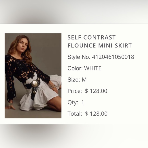 FLOUNCE MINI SKIRT (never been worn) / Anthropologie brand Self Contrast - Picture 2 of 5